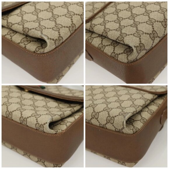 GUCCI GG Supreme Web Sherry Shoulder Bag PVC Beige Gold 904 02 084 Auth BA2769 - Picture 14 of 16
